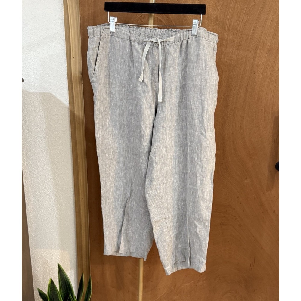 Linen‎ Jones New York Pants Gray Zip Drawstring Size 14W Spring Summer Cool